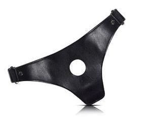 Cinta peniana c furo para prótese em couro c regulagem